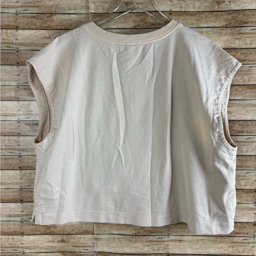 By Anthropologie Appliqué Muscle Tee peach embroidered Terry size xl - Picture 3 of 5